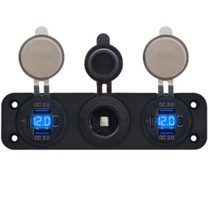 ProRide 12V USB Autolader 3 Poorten - QC3.0 - Voltmeter en 12V/24V Sigarettenplug - Drievoudig inbouw