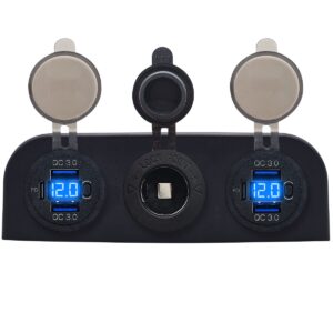 ProRide 12V USB Autolader 3 Poorten - QC3.0 - Voltmeter en 12V/24V Sigarettenplug - Drievoudig opbouw