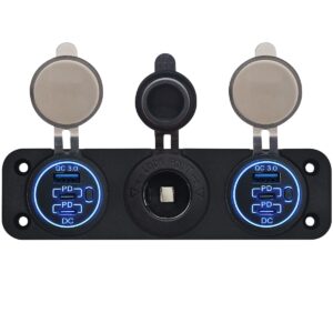 ProRide 12V USB Autolader 3 Poorten - QC3.0 - Voltmeter en 12V/24V Sigarettenplug - Drievoudig inbouw