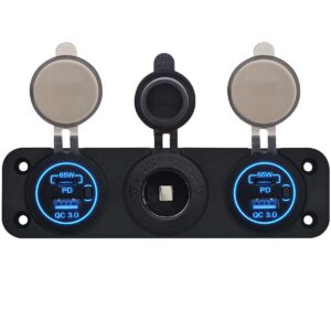 ProRide 12V USB Autolader 2 Poorten - 65W/QC3.0 - Voltmeter en 12V/24V Sigarettenplug - Drievoudig inbouw