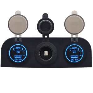 ProRide 12V USB Autolader 2 Poorten - 65W/QC3.0 - Voltmeter en 12V/24V Sigarettenplug - Drievoudig opbouw
