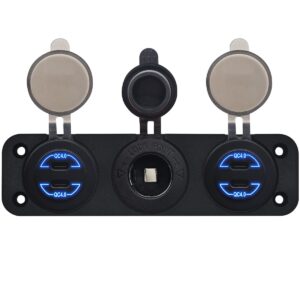 ProRide 12V USB C Autolader 2 Poorten - 30W/QC4.0 - Voltmeter en 12V/24V Sigarettenplug - Drievoudig inbouw