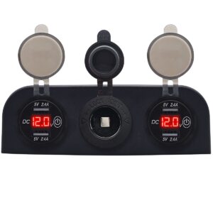 ProRide 12V USB Autolader 2 Poorten - 5V/2.4A - Voltmeter en 12V/24V Sigarettenplug - Drievoudig opbouw