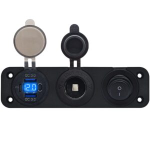 ProRide 12V USB Autolader 3 Poorten - QC3.0 - Drievoudig inbouw paneel - Sigaretten stopcontact en Schakelaar