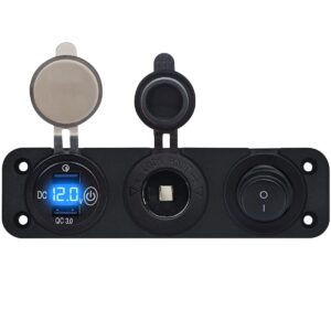 ProRide 12V USB Autolader 2 Poorten - QC3.0 - Drievoudig inbouw paneel - Sigaretten stopcontact en Schakelaar