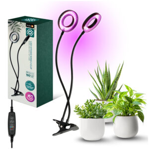 Kobi LED-groeilamp - Met klem - 2 verstelbare ringlampen - 8W - Timer - Dimbaar - Voor kamerplanten