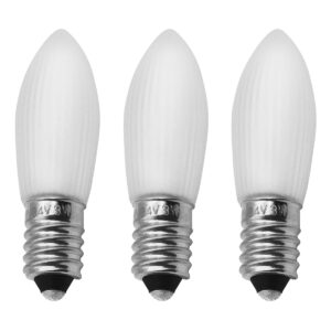 Reserve Kerstlampjes E10 - 3 stuks - Gloeilamp - 34V/3W - Warm Wit Licht - 2200K - 13 Lumen - Dimbaar - Mat