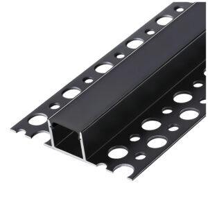 Kobi Aluminium LED-stripprofiel - Inbouw - 1 meter - Zwarte afdekkap - Zwart - Voor LED-strips tot 12mm