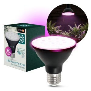 Kobi LED-kweeklamp E27 - 7W - Gerichte lichtbundel - Voor groei en bloei - 1200K - Zwart